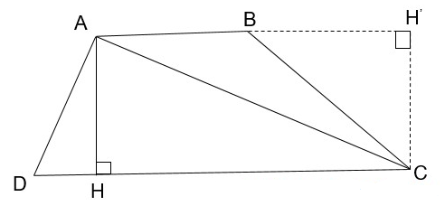 Tính diện tích hình thang ABCD có các kích thước như hình sau