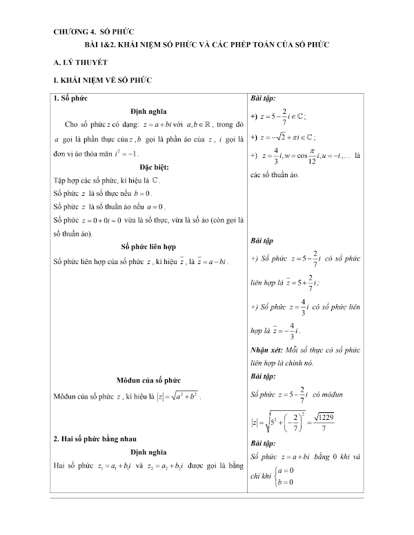 Các Dạng Bài Tập Vdc Số Phức