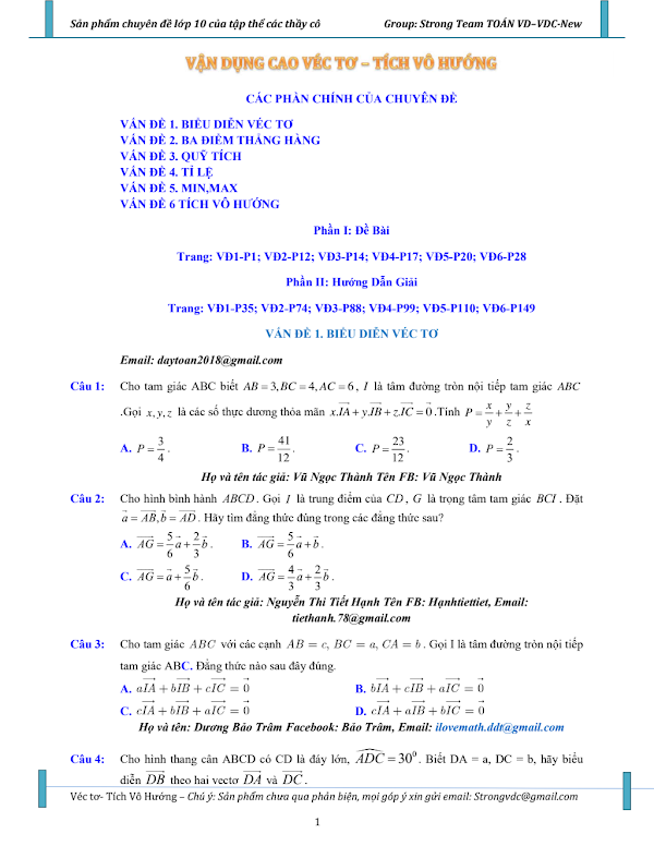 Tổng Hợp Bai Tập Vận Dụng Cao Vectơ Tich Vo Hướng Của Hai Vectơ Va ứng Dụng